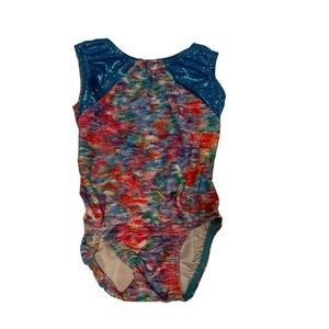 Jam Wear Leos Child Medium Girls Gymnastics Leotard Watercolor Rhinestones